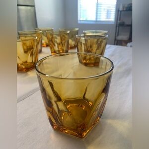 Vintage barware. Amber lowball glasses. Set of 8. EUC.